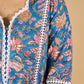 Blue Blossom Mul Cotton Printed Kurta with Delicate Lace Accents