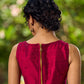 Vibrant Magenta Cotton Silk Sleeveless Boat Neck Blouse