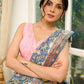 Dreamy Hand block-printed Chanderi saree bursting with floral opulence and vintage charm
