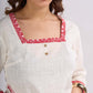 Ivory Cotton Straight Top with Madhubani Hand Painted Sleeves and Pockets