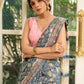 Dreamy Hand block-printed Chanderi saree bursting with floral opulence and vintage charm