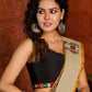 Classic olive Chanderi saree enhanced with heritage batik appliqué