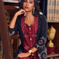Classic Black Woven Jamdani Jacket With Rich Maroon Contrasting Collar