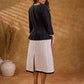 Ebony Black Stripe Cotton Cropped Formal Jacket with Sailor Collar and Ivory Trim