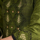 Rich green cotton dress with elegant block print and sequin embellishments