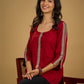 Elegant maroon cotton top highlighted with beautiful border detailing.