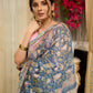 Dreamy Hand block-printed Chanderi saree bursting with floral opulence and vintage charm