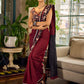 Classic Maroon-Black Dual-Tone Cotton Saree with Kalamkari Border & Pallu