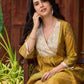 Exquisite yellow Bandhani printed kurta with a delicate off-white tissue overlay and refined accents.