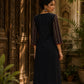 Black Cotton Kurta with Ajrakh Printed Asymmetrical Panel and Coin Detailing