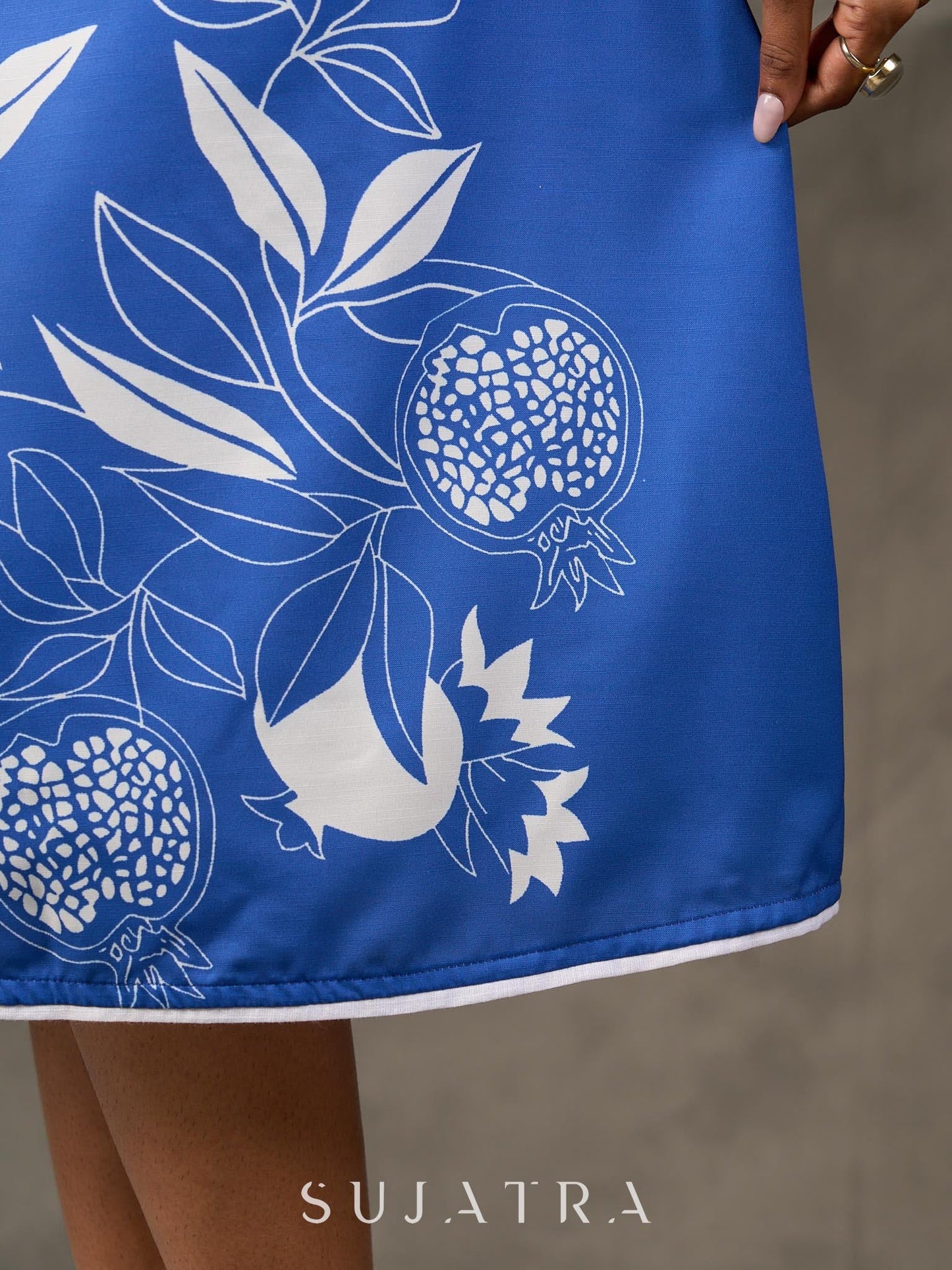 Sapphire and White Pomegranate Printed Dress