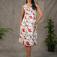 White and orange Kalamkari printed dress with elegant pintuck detailing