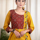 Thread embroidered mustard cotton Ajrakh tunic
