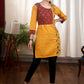 Thread embroidered mustard cotton Ajrakh tunic