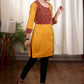Thread embroidered mustard cotton Ajrakh tunic