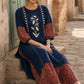Sophisticated Navy Blue Pintucks Kurta with Delicate Embroidery & Contrast Kalamkari Cuffs