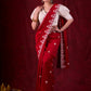 Ruby Red Chanderi Saree Adorned with All-Over Butta & Exquisite Embroidered Border