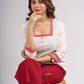 Ivory Cotton Straight Top with Madhubani Hand Painted Sleeves and Pockets
