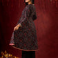 Timeless Black Ajrakh Flared Anarkali with Subtle Artisanal Hand Embroidered Touch