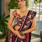 Classic Maroon-Black Dual-Tone Cotton Saree with Kalamkari Border & Pallu