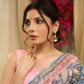 Dreamy Hand block-printed Chanderi saree bursting with floral opulence and vintage charm