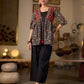 Graceful Ajrakh Printed Tie-Front Gathered Top With Elegant V Neckline And Softly Gathered Sleeves