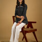 Classy black cotton ikat top with stylish lace details
