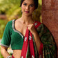 Sophisticated Dark Green Viscose Printed Saree with Diamond-Studded Border & Pallu