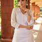 Stylish white cotton Hakoba combination kurta featuring intricate surface texture - pant optional