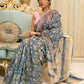 Dreamy Hand block-printed Chanderi saree bursting with floral opulence and vintage charm