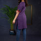 Stylish Purple Cotton Collared Tunic , For Everyday Wear