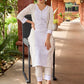Stylish white cotton Hakoba combination kurta featuring intricate surface texture - pant optional