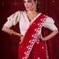 Ruby Red Chanderi Saree Adorned with All-Over Butta & Exquisite Embroidered Border