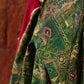Sophisticated Dark Green Viscose Printed Saree with Diamond-Studded Border & Pallu