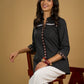 Classy black cotton ikat top with stylish lace details