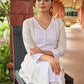 Stylish white cotton Hakoba combination kurta featuring intricate surface texture - pant optional
