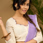 Ivory Bloom Hakoba Floral Hand Embroidered Cotton Blouse - Optional Saree