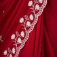 Ruby Red Chanderi Saree Adorned with All-Over Butta & Exquisite Embroidered Border