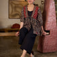 Graceful Ajrakh Printed Tie-Front Gathered Top With Elegant V Neckline And Softly Gathered Sleeves