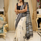 Pure silk saree with bold black block prints and timeless grace
