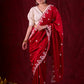 Ruby Red Chanderi Saree Adorned with All-Over Butta & Exquisite Embroidered Border