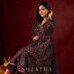 Timeless Black Ajrakh Flared Anarkali with Subtle Artisanal Hand Embroidered Touch