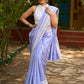 Pastel lavender modal blend saree with delicate lace borders and modern elegance