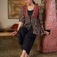 Graceful Ajrakh Printed Tie-Front Gathered Top With Elegant V Neckline And Softly Gathered Sleeves