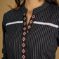 Classy black cotton ikat top with stylish lace details