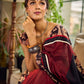 Classic Maroon-Black Dual-Tone Cotton Saree with Kalamkari Border & Pallu