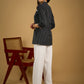 Classy black cotton ikat top with stylish lace details