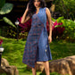 Elegant Ajrakh and Striped Indigo Cotton Wrap Dress with Tie-Up Accents