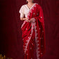Ruby Red Chanderi Saree Adorned with All-Over Butta & Exquisite Embroidered Border