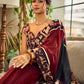 Classic Maroon-Black Dual-Tone Cotton Saree with Kalamkari Border & Pallu
